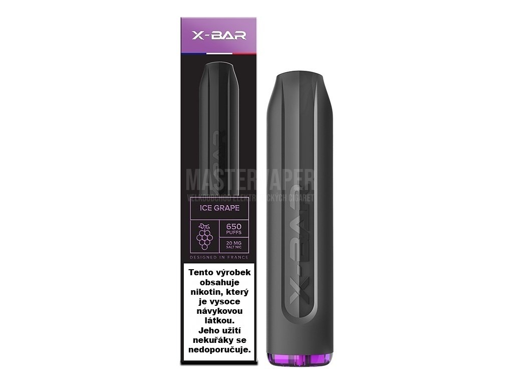 Jednorázová cigareta J-Well X BAR - 20mg - ICE Grape (Chladivé hroznové víno)