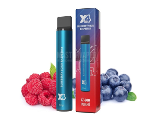 Jednorázová cigareta X4 Bar - 0mg - Blueberry Sour Raspberry